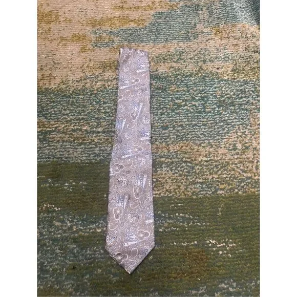 NWT David Donahue Paisley Silk Italian Handmade Neck Tie Gray Blue - Picture 8 of 14